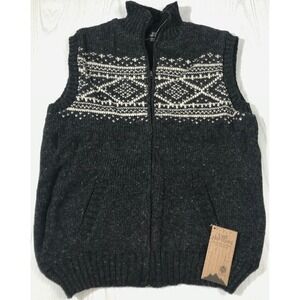 Lost Horizons Sven Vest Mens XL Wool Gray Full Zip Fair Isle Made In Nepal New